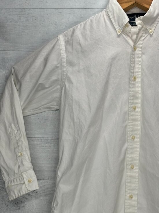 Ralph Lauren Yarmouth Shirt Mens 15-32 White Pinpoint Oxford Button Down Cotton - Picture 4 of 13